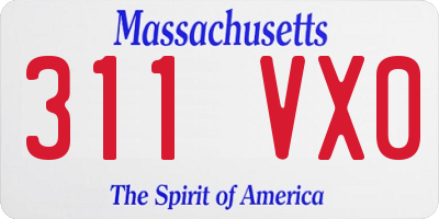 MA license plate 311VX0