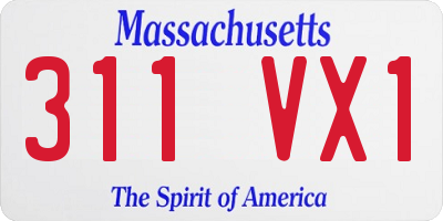 MA license plate 311VX1