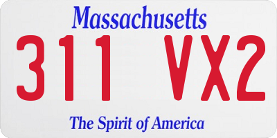 MA license plate 311VX2
