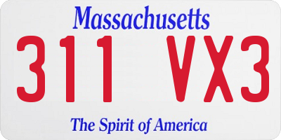 MA license plate 311VX3