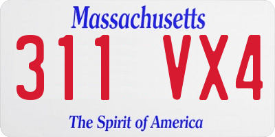 MA license plate 311VX4