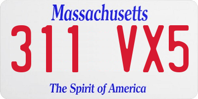 MA license plate 311VX5