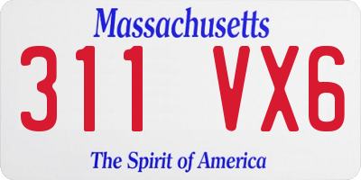 MA license plate 311VX6