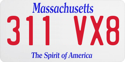 MA license plate 311VX8
