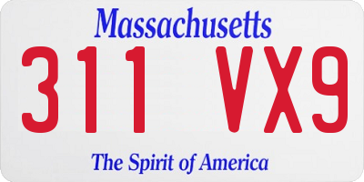 MA license plate 311VX9