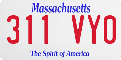 MA license plate 311VY0