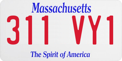 MA license plate 311VY1