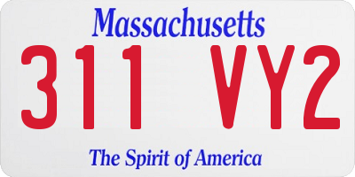 MA license plate 311VY2