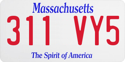 MA license plate 311VY5