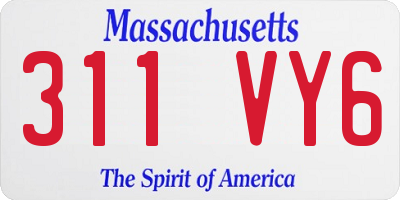 MA license plate 311VY6