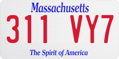 MA license plate 311VY7
