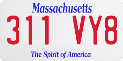 MA license plate 311VY8