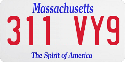 MA license plate 311VY9