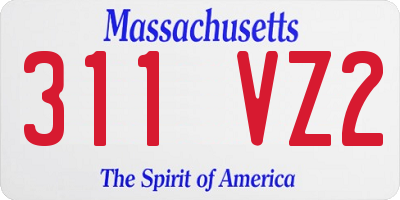 MA license plate 311VZ2