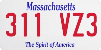 MA license plate 311VZ3