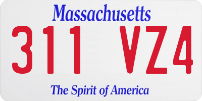 MA license plate 311VZ4