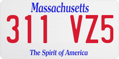 MA license plate 311VZ5
