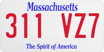 MA license plate 311VZ7