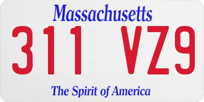 MA license plate 311VZ9
