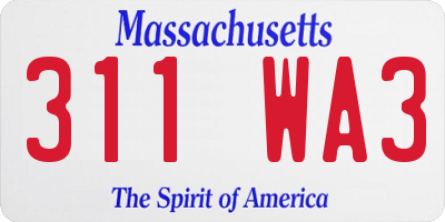 MA license plate 311WA3