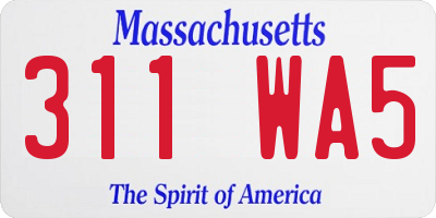 MA license plate 311WA5