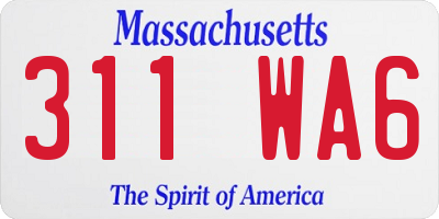 MA license plate 311WA6