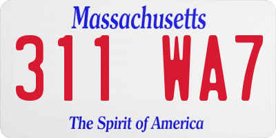 MA license plate 311WA7