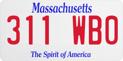 MA license plate 311WB0
