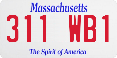 MA license plate 311WB1