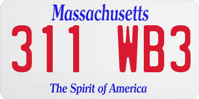 MA license plate 311WB3