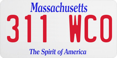 MA license plate 311WC0
