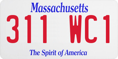 MA license plate 311WC1