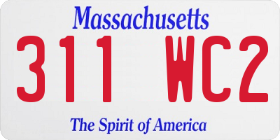 MA license plate 311WC2