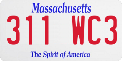 MA license plate 311WC3