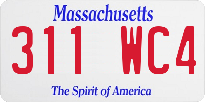 MA license plate 311WC4