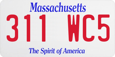 MA license plate 311WC5