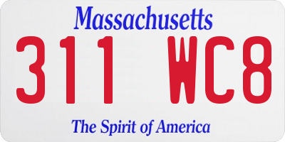MA license plate 311WC8