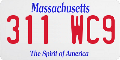 MA license plate 311WC9