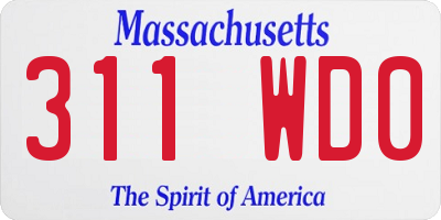 MA license plate 311WD0