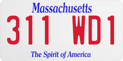 MA license plate 311WD1