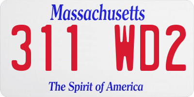 MA license plate 311WD2