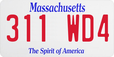 MA license plate 311WD4