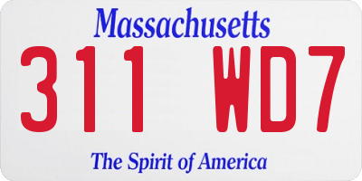 MA license plate 311WD7