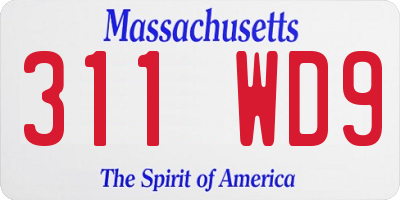 MA license plate 311WD9