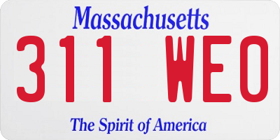 MA license plate 311WE0