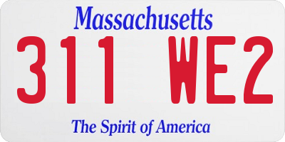 MA license plate 311WE2