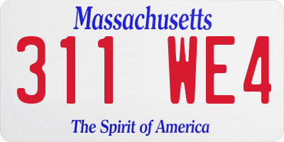MA license plate 311WE4