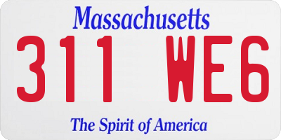 MA license plate 311WE6