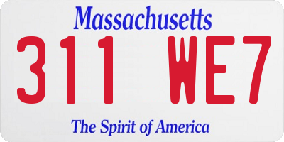 MA license plate 311WE7