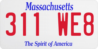 MA license plate 311WE8